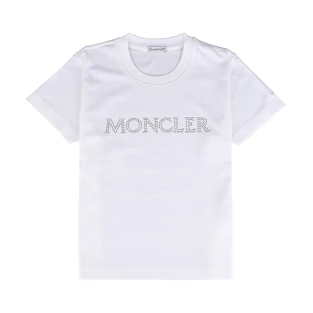 【MONCLER】MONCLER 鑲鑽LOGO純棉短袖T恤(女款/白)