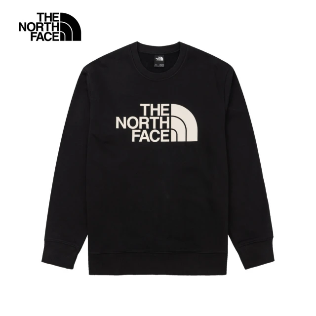 The North Face 北面男款黑色品牌LOGO印花長袖大學T｜8AT7JK3