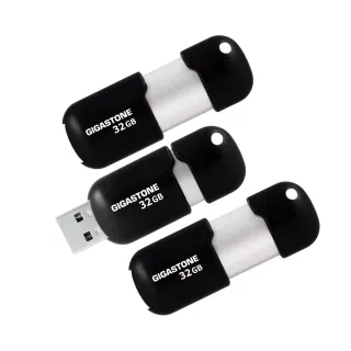 【GIGASTONE 立達】32GB USB2.0 黑銀膠囊隨身碟 U207S 超值3入組(32G隨身碟  原廠保固五年)