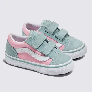 【VANS 官方旗艦】Old Skool V 小童款粉色/藍綠色滑板鞋/休閒鞋