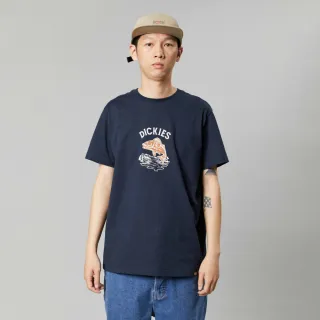 【Dickies】男女款深海軍藍純棉胸前撞色Logo圖案印花短袖T恤｜DK013128CG7