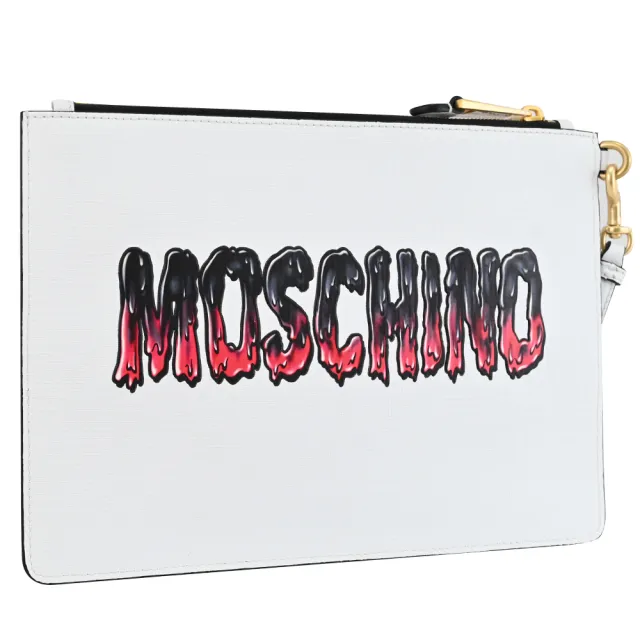 【MOSCHINO】吸血鬼泰迪熊手提式萬用包手拿包小ipad包(白 大款)