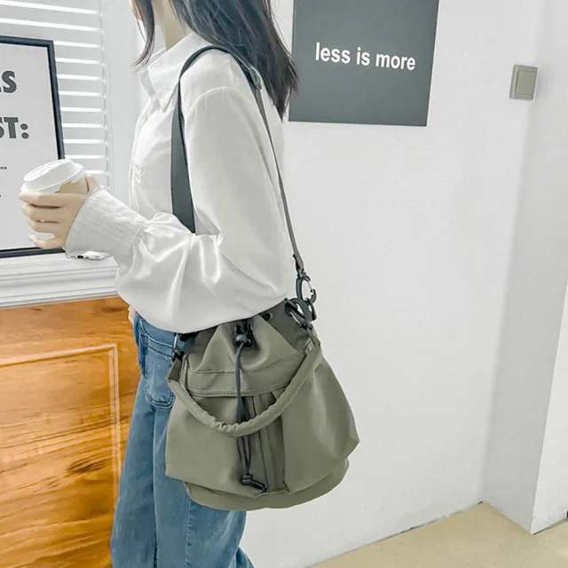 【LEESA】雙11 尼龍水桶包\女包包\個性包包\單肩包\斜背包\休閒包包\抽繩包包\手提桶包\夏天包\