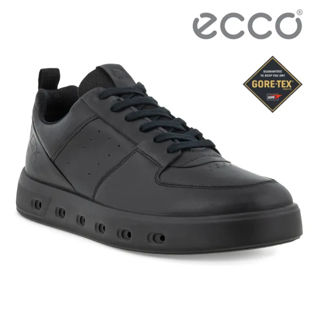 【ecco】STREET 720 M SNEAKER 街頭趣闖防水皮革休閒鞋 男鞋(黑色 52081401001)