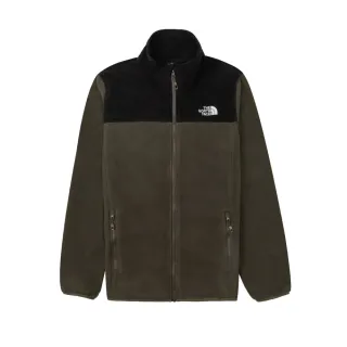 【The North Face 官方旗艦】北面男款綠黑拼接立領抓絨外套｜8AYKBQW