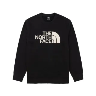 【The North Face 官方旗艦】北面男款黑色品牌LOGO印花長袖大學T｜8AT7JK3