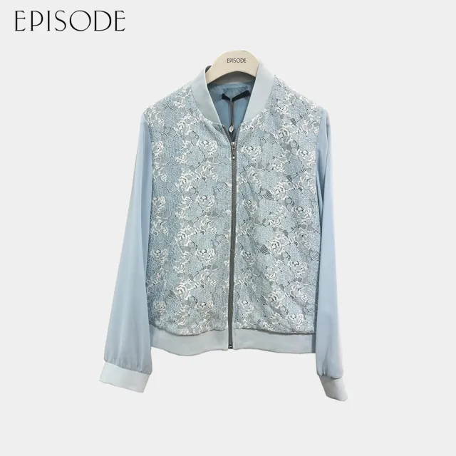 【EPISODE】輕薄百搭蕾絲拼接雪紡拉鏈外套143008