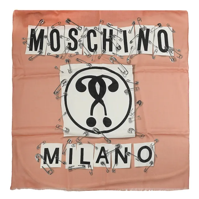 【MOSCHINO】經典LOGO喀什米爾羊毛混絲披肩領巾圍巾(粉)