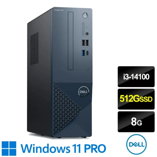 【DELL 戴爾】i3四核桌上型電腦(Inspiron 3030S-P1308BTW/i3-14100/8G/512G SSD/W11P)