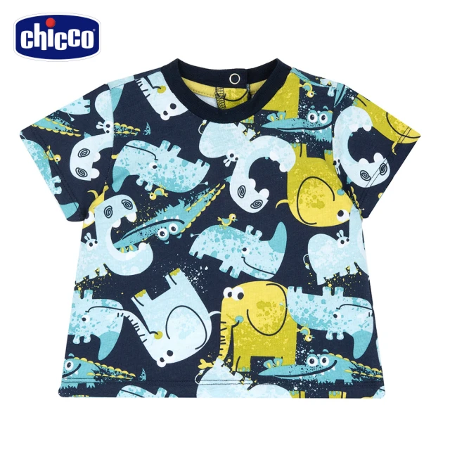 Chicco 24SS童裝-SB 彩色恐龍-抱抱恐龍短袖上衣