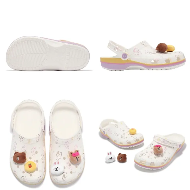 【Crocs】x Line Friends 洞洞鞋 Classic Clog 男鞋 女鞋 米黃 紫 聯名 卡駱馳(209480100)