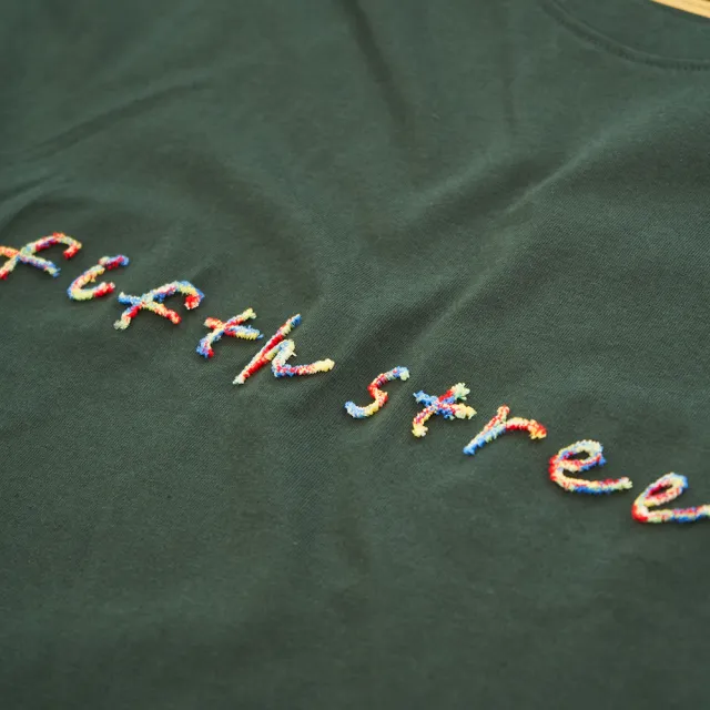 【5th STREET】雙11 女裝 短袖 短t 上衣 t恤 TEE 寬版 彩色 logo 綠色(571009)