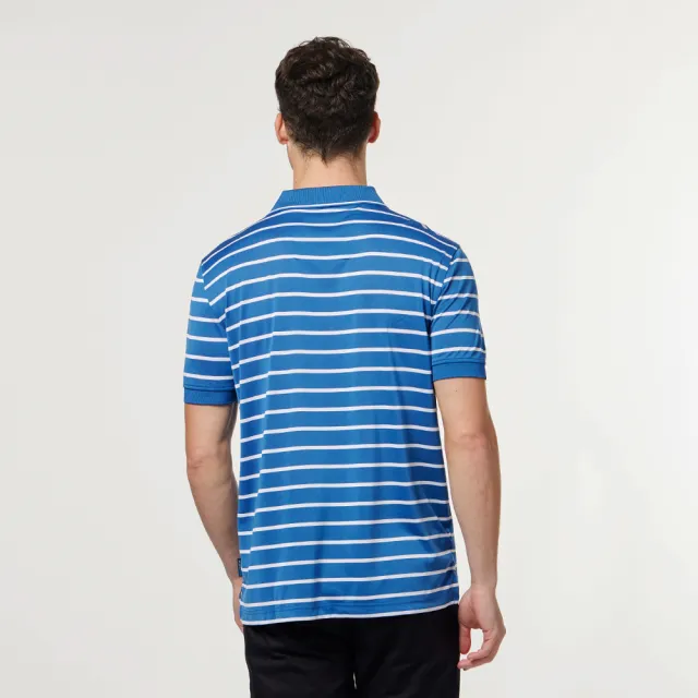 【NAUTICA】男裝 吸濕排汗細條紋短袖POLO衫(藍白色)