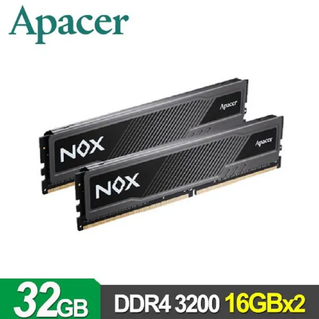 【Apacer 宇瞻】NOX DDR4 3200 32G桌上型超頻電競記憶體(16Gx2)