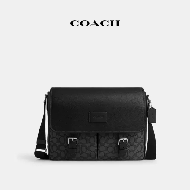 【COACH蔻馳官方直營】SPRINT經典Logo郵差包-木炭灰色/黑色(CR334)