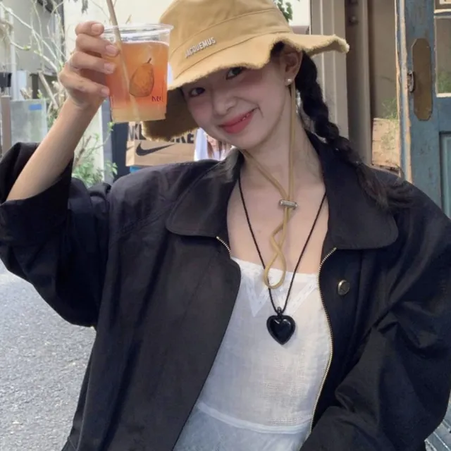 【MoonDy】頸鍊 cocker 愛心項鍊 皮革項鍊 百搭項鍊 可愛項鍊 辣妹項鍊 麻繩項鍊 黑桃項鍊