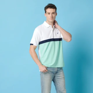 【NAUTICA】男裝 品味非凡棉質短袖POLO衫(白綠色)