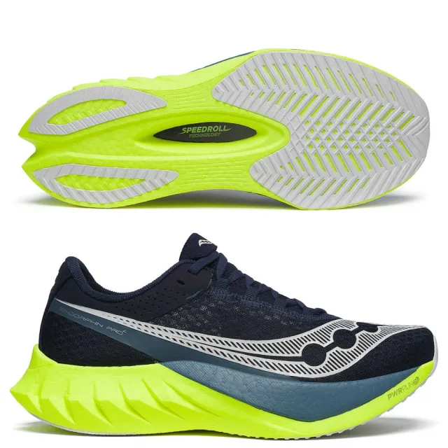 【SAUCONY 索康尼】ENDORPHIN PRO 4 男款 碳纖維板 路跑鞋(S20939-201-222 白銀 深藍黃 競速 厚底 馬拉松)