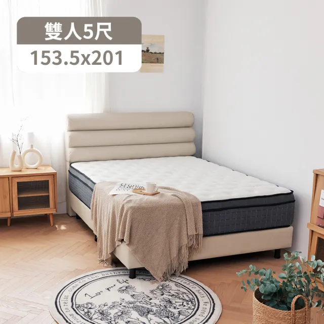 【完美主義】奧格麗貓抓皮雙人床架兩件組(5尺/床頭+床底)