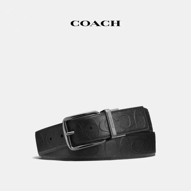 【COACH蔻馳官方直營】HARNESS針扣可裁剪雙面腰帶38MM-黑色(CQ024)