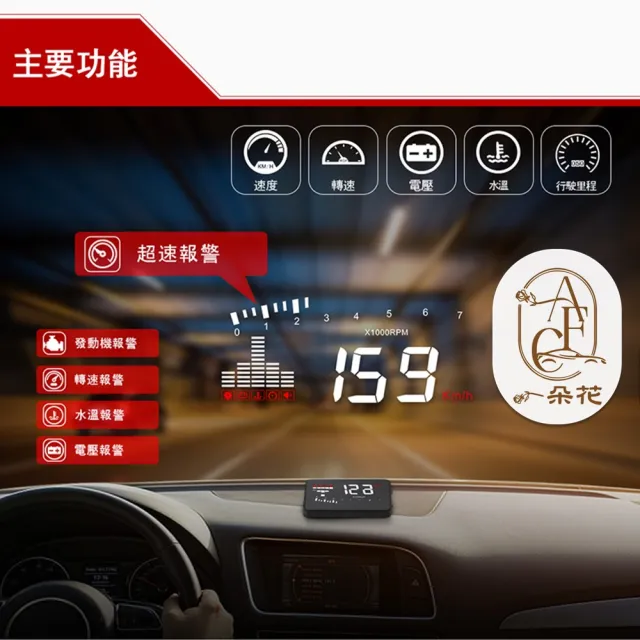 【一朵花汽車百貨】抬頭顯示器 HUD X5 水溫 電壓 時速 多種介面 任意搭配 多功能顯示 OBDII