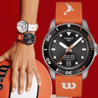 【TISSOT 天梭】Seastar Wilson WNBA 機械錶-40mm 加贈白色錶帶 618年中慶 推薦(T1208071705100)