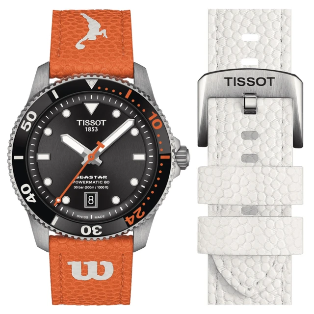 TISSOT 天梭 官方授權 Seastar Wilson WNBA 機械錶-40mm 加贈白色錶帶 開學(T1208071705100)