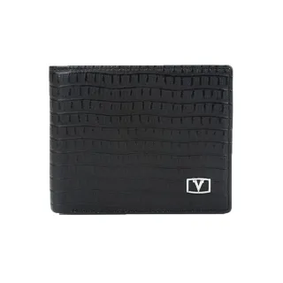 【Valentino Rudy 范倫鐵諾.路迪】動物紋 14卡右翻 2窗格 皮夾/男夾/短夾(黑色)
