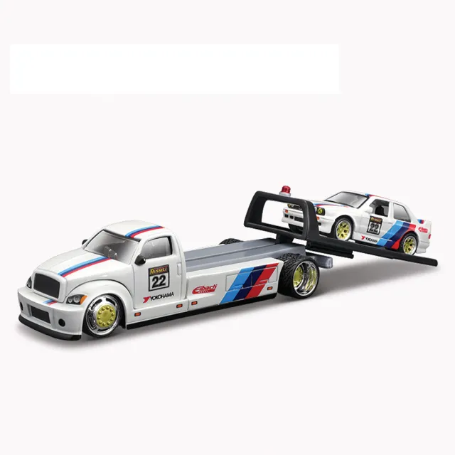 1:64 BMW E30 M3 平板拖車組合 模型車(寶馬 M3 EVO FLATBED S14B23 DTM E36)