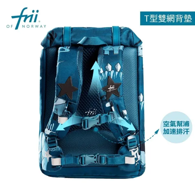 【Frii】22L 840g｜羽量護脊書包｜綠龍時代Dinosaur｜一年保固(Frii自由想像精選 適用身高:100cm-140cm)