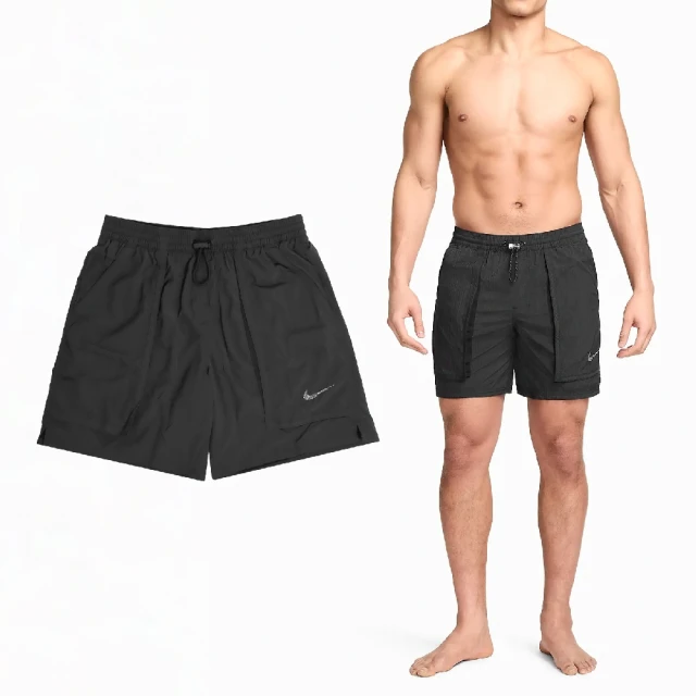 NIKE 耐吉 短褲 Swim Volley Shorts 男款 黑 7吋 速乾 寬鬆 抽繩 海灘褲(NESSE472-001)