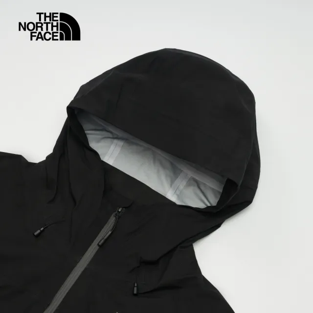 【The North Face 官方旗艦】北面男款黑色DWR防潑水可調節可打包連帽衝鋒衣｜8AMZJK3(外套)