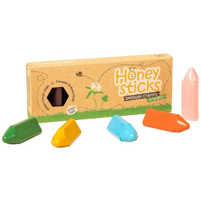 【HONEY STICKS】紐西蘭純天然蜂蠟無毒蠟筆-1歲以上寶寶適用(10色三角型)