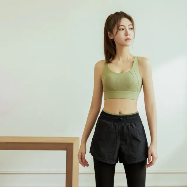 【BODYAIR】出清-假兩件輕感滾邊九分褲(瑜珈.運動.慢跑.透氣.舞蹈.運動褲)