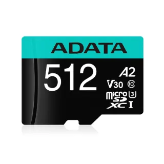 【ADATA 威剛】Premier Pro microSDXC UHS-I U3 A2 V30 512G記憶卡(附轉卡)