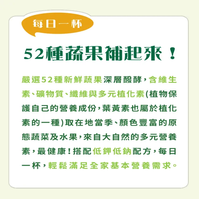 【大漢酵素】V52蔬果植物醱酵液60ml/瓶-低鈉低鉀 52種蔬果精華 酵素 順暢 全素(原廠出貨)