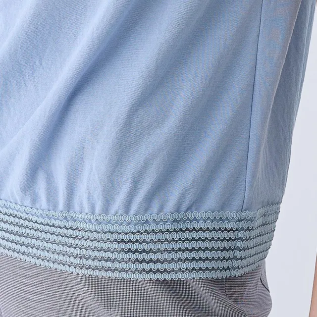 【ILEY 伊蕾】荷葉活片露肩短袖上衣(淺藍色；M-XL；1242011038)