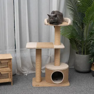 【Petpals】麻布紙繩遊憩跳台-3層(貓跳台/貓窩/貓爬架/貓樹/貓咪跳台/貓抓柱)