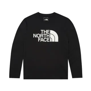 【The North Face 官方旗艦】北面女款黑色吸濕排汗品牌LOGO長袖T恤｜8AKUJK3(排汗衫)