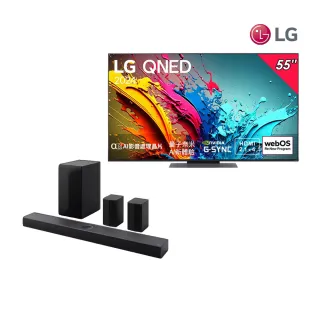 LG 樂金 55型QNED 量子奈米 4K 120Hz AI物聯網智慧顯示器(55QNED86TTA)+LG Soundbar S70TR立體環繞聲霸