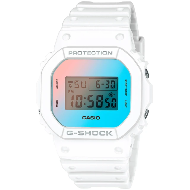 CASIO 卡西歐CASIO 卡西歐 G-SHOCK 仲夏海灘漸變虹彩玻璃電子錶 七夕 情人節 禮物(DW-5600TL-7)