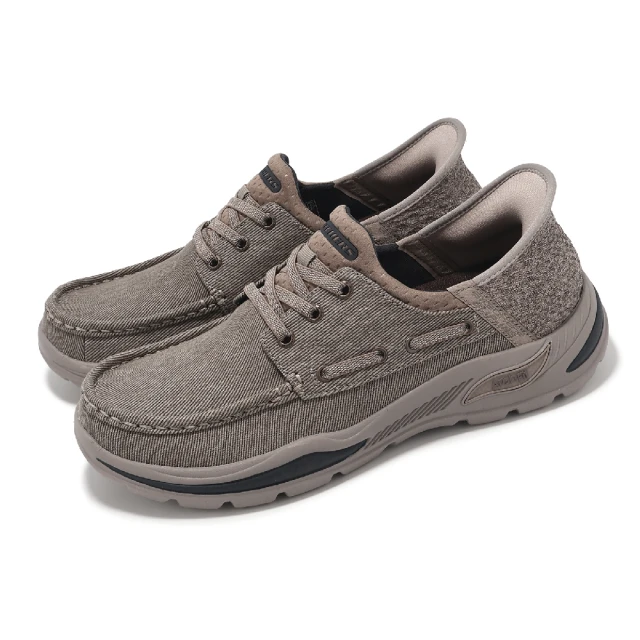 SKECHERS 休閒鞋 Arch Fit Motley-Paco Slip-Ins 男鞋 棕 套入式 帆船鞋 懶人鞋(205203-TPE)