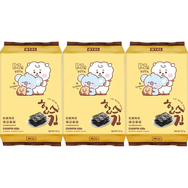 【CHUN PIN 雋品】BT21韓式岩燒海苔(3包入/條)