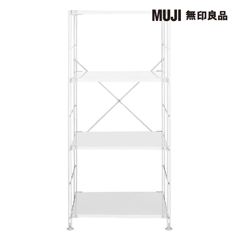 【MUJI 無印良品】SUS鋼製層架組/亮面淺灰/中(大型家具配送)