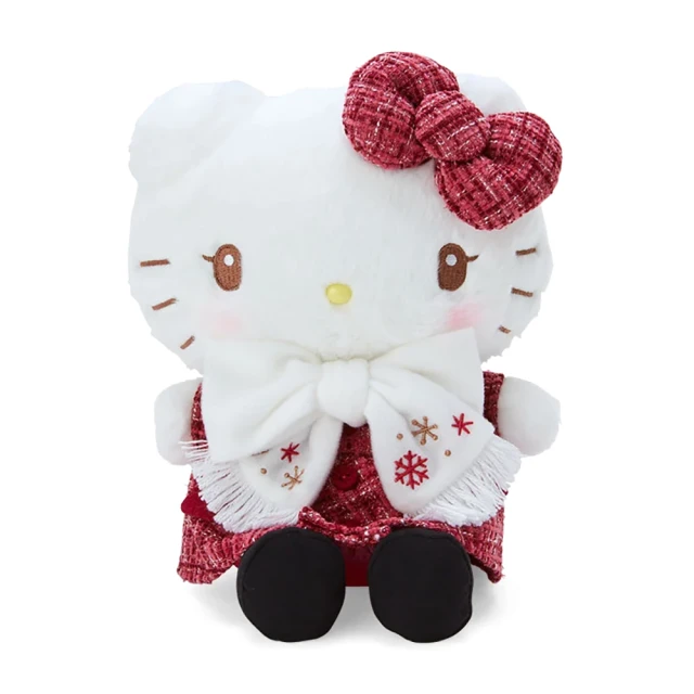 SANRIO 三麗鷗 冬日緞帶系列 毛呢大衣造型絨毛娃娃 Hello Kitty