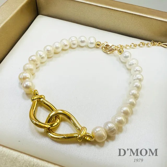 【DMOM】馬蹄型雙圈扣天然珍珠手鍊