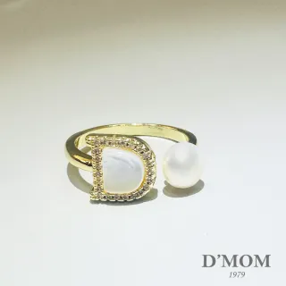 【DMOM】D字時尚天然珍珠戒指
