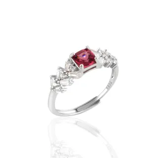 【Woogie武吉珠寶】石榴石水鑽設計戒指(方形鎂鋁榴)