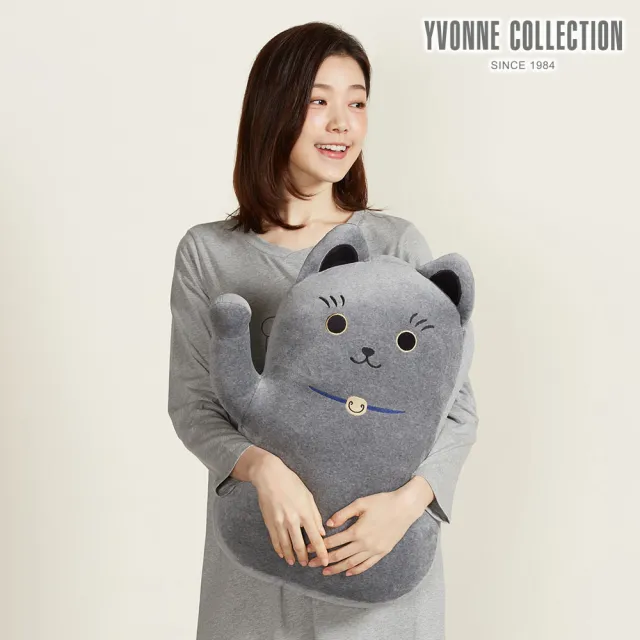 【YVONNE 以旺傢飾】招財貓抱枕-岩石灰