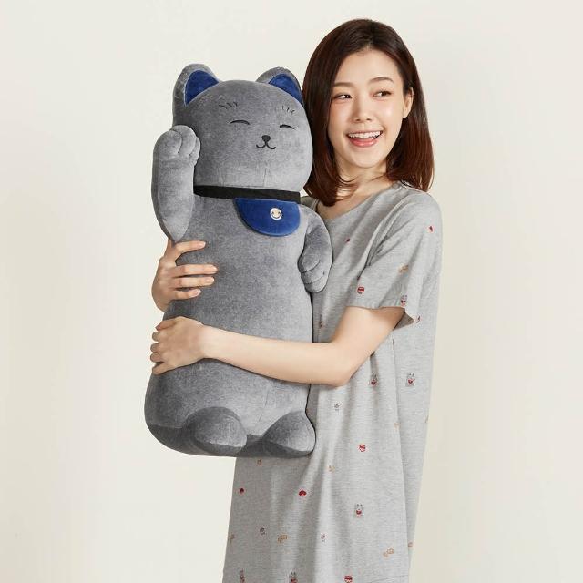 【YVONNE 以旺傢飾】招財貓長型抱枕-岩石灰
